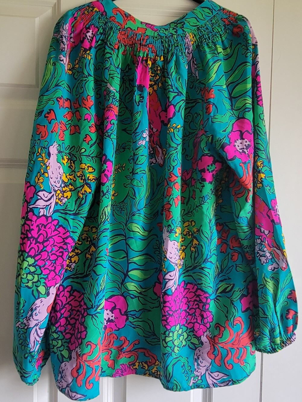 Lily Pulitzer Womens Size Large 100% SILK Blouse - Picture 9 of 10